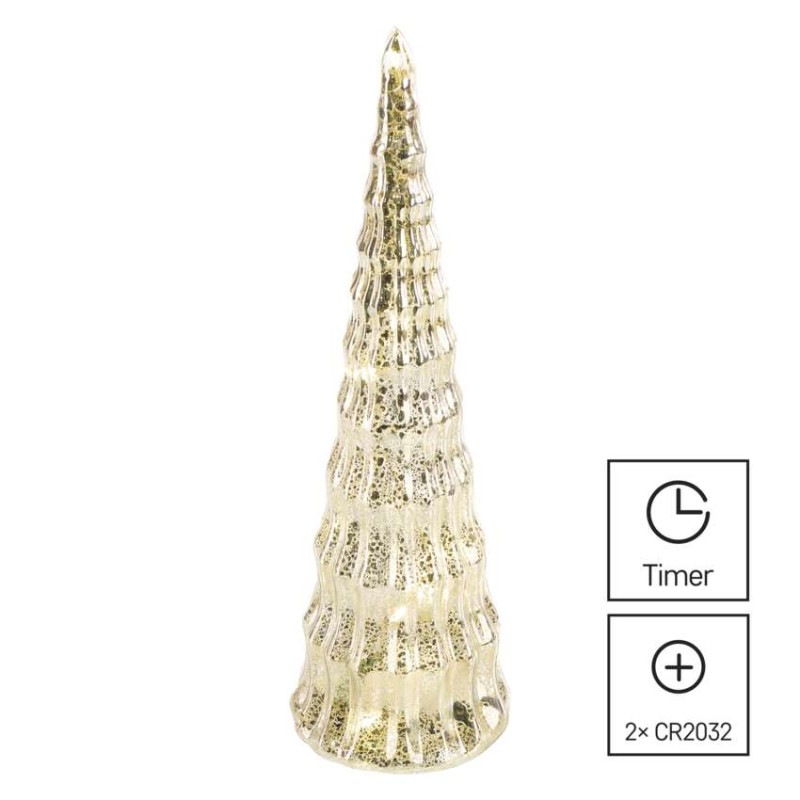 VIANOCE Stromček LED sklenený 27cm, časovač, teplá biela DCLW30 6