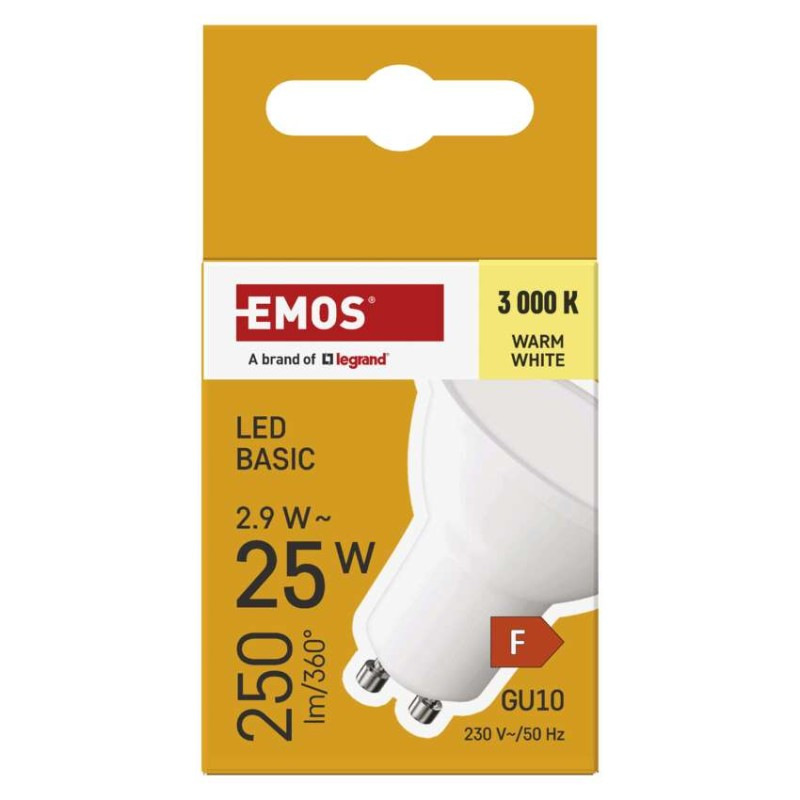 LED BASIC MR16 2,9W(25W) 250lm GU10 WW 4