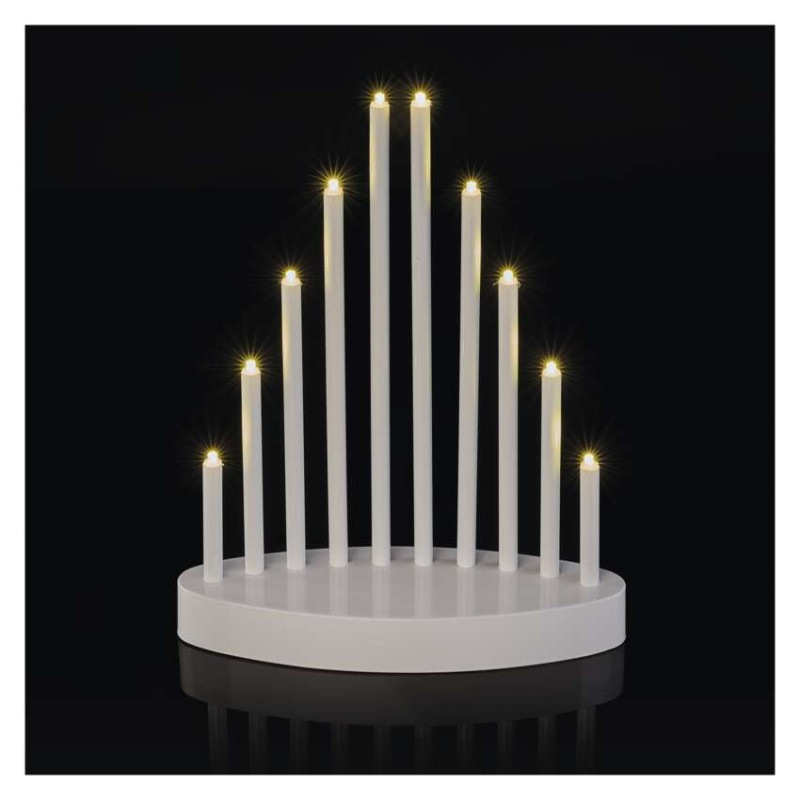 LED svícen bílý, 24,5cm 3x AA WW časovač 8