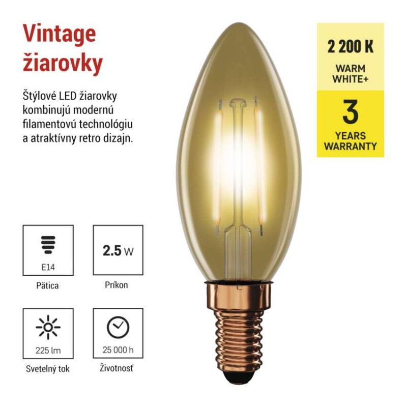 Žiarovka LED VNT CANDLE 2W E14 WW+ Z53012 EMOS 1525711200 1