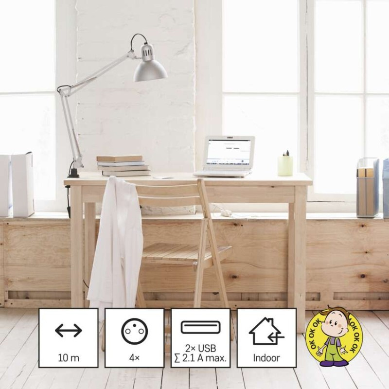 Kábel predlžovací 4Z 1,9m + 2xUSB kocka  P04119U 3
