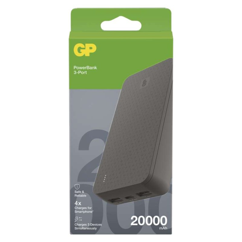 GP B+ PWB 20000mAh ČERNÁ 2xUSB-A, 1xUSB- 5