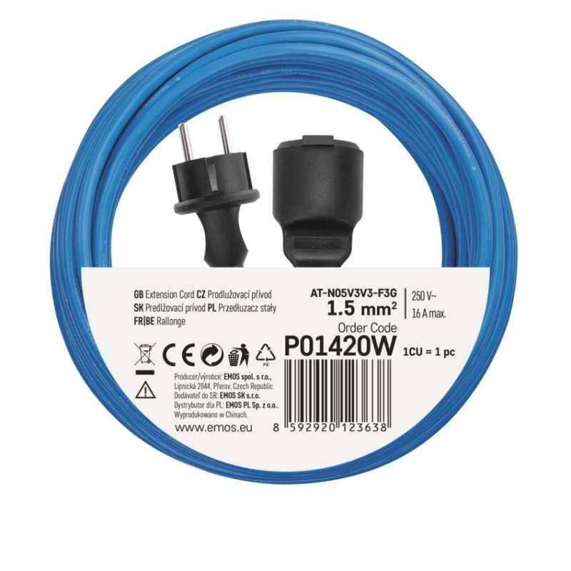 PRODLUŽKA 1Z 20M 1,5MM NEMRZNOUCÍ KABEL 8