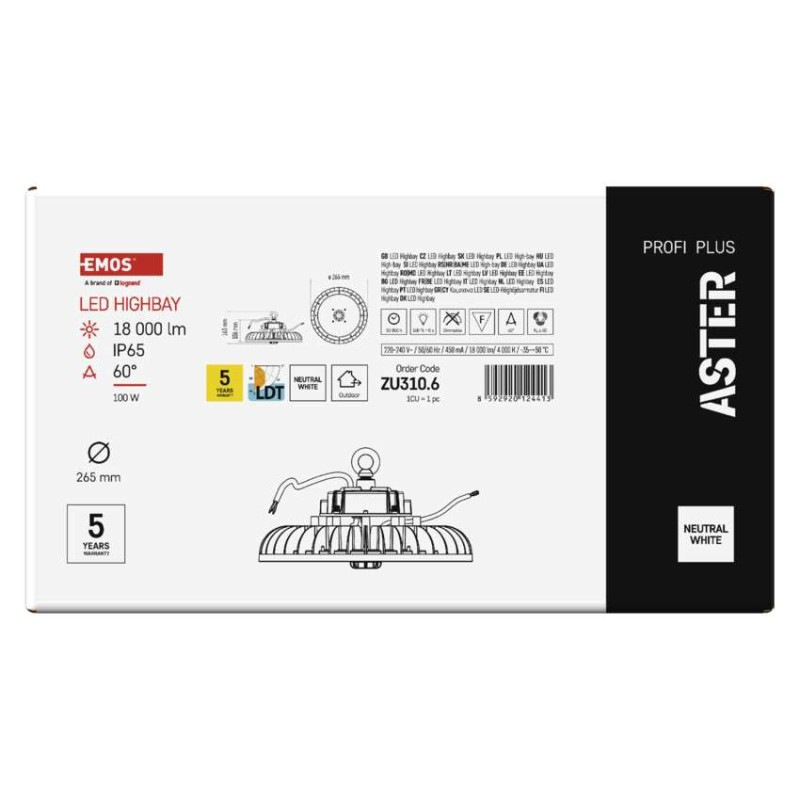 LED HIGHBAY ASTER 100 W 18000LM 60° NW 5