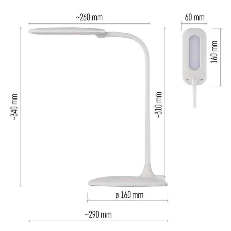 Stolná lampa LED STELLA 400lm, 6,5W, biela Z7602W EMOS 1