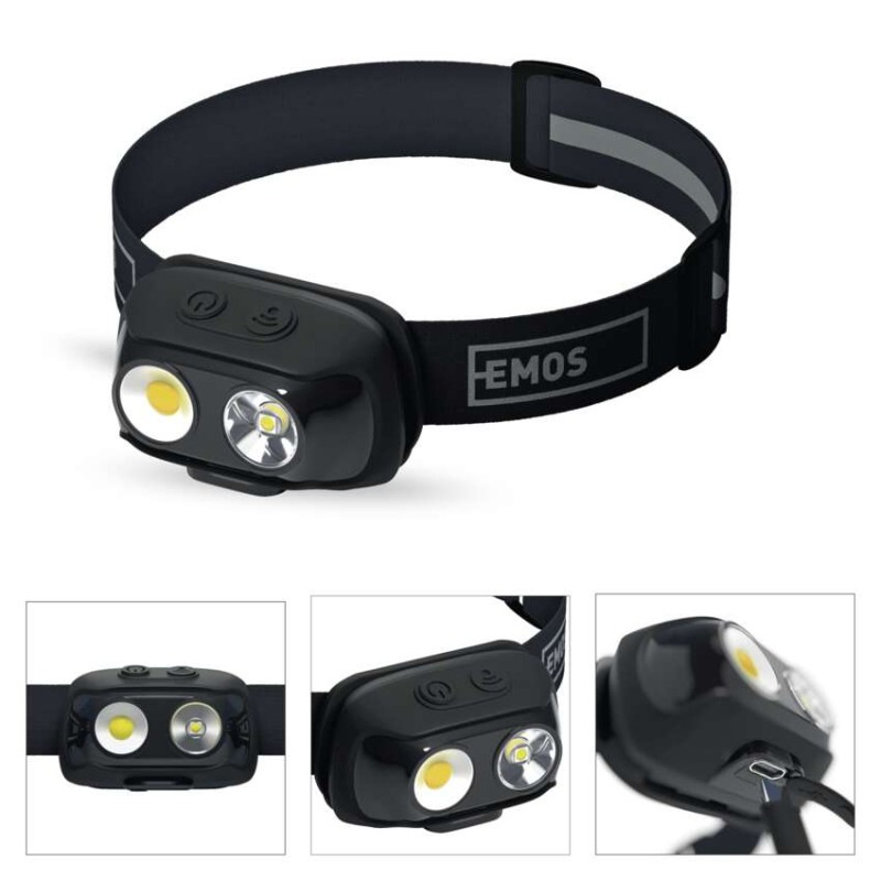 NABÍJECÍ ČELOVKA COB LED + LED TEPLÁ/NEU 14