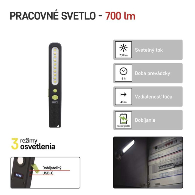 Pracovné LED nabíjacie svietidlo  P4538