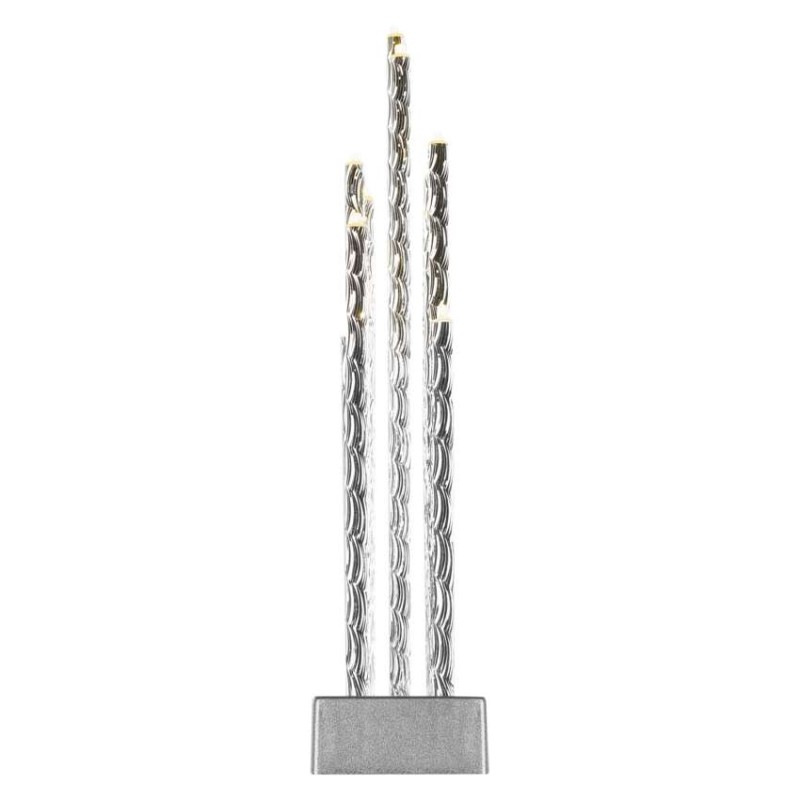 LED svícen stříbrný 28,5cm 3x AA WW 5