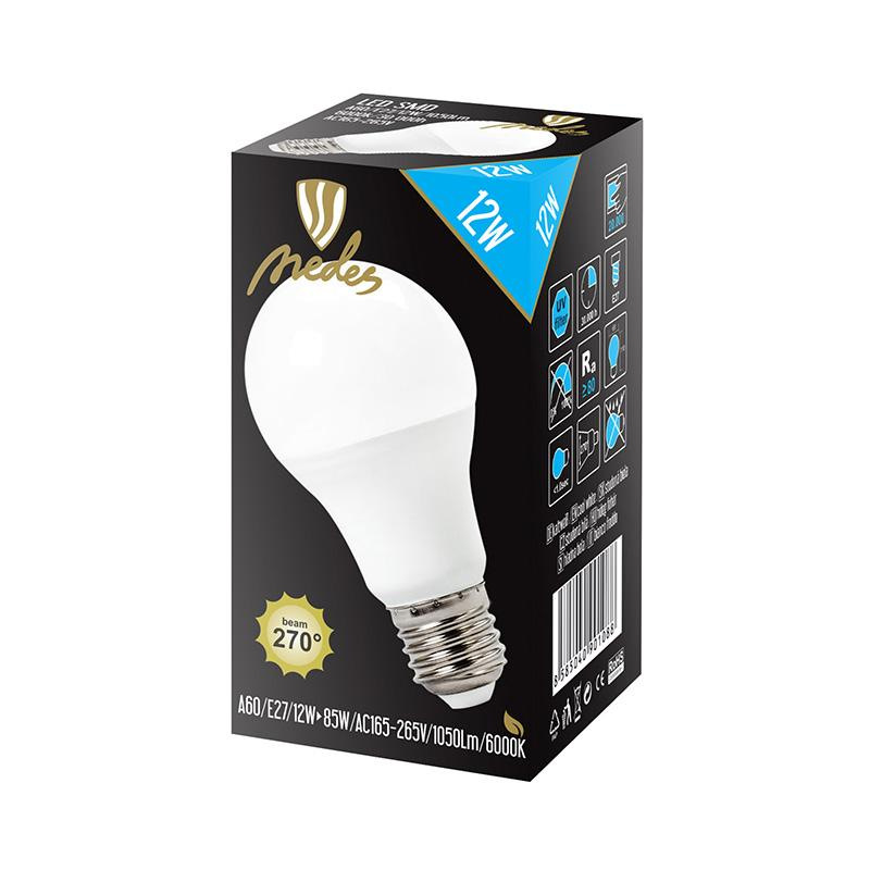 LED žiarovka 12W - A60 / E27 / SMD / 6500K - ZLS503 6