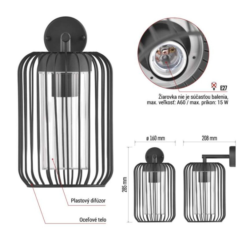 LED ZAHRADNÍ SVÍTIDLO,E27,IP44,MAX 15W,N 4