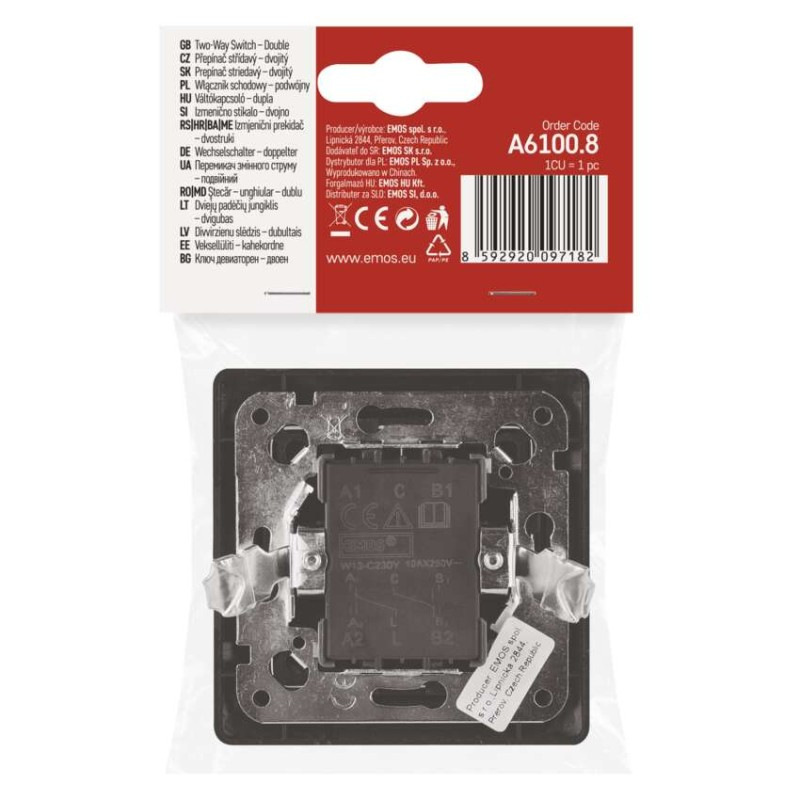 Spínač č.6+6 250 V/10 A max. IP20  antracit  A6100.8 5