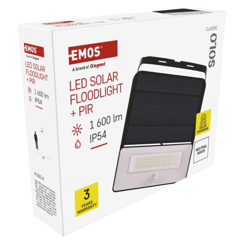 LED SOLARNÍ REFLEKTOR SOLO 1600LM IP54 N 9