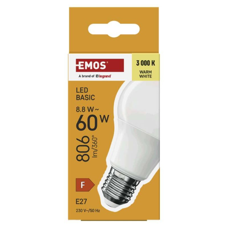 LED BASIC A60 8,8W(60W) 806lm E27 WW 4