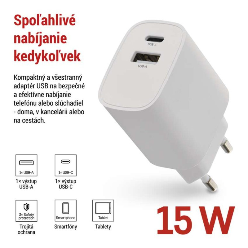 USB ADAPTÉR BASIC SÍŤ 15W; AC 1