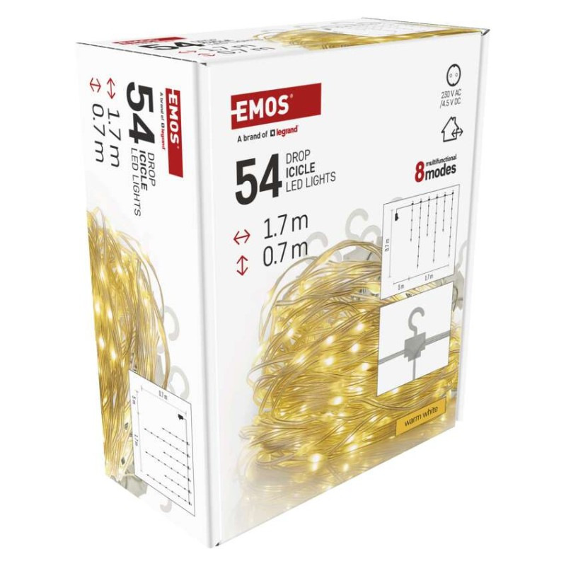 54LED XMAS DROP ICICLE MF 1,7M x 0,7M WW 9