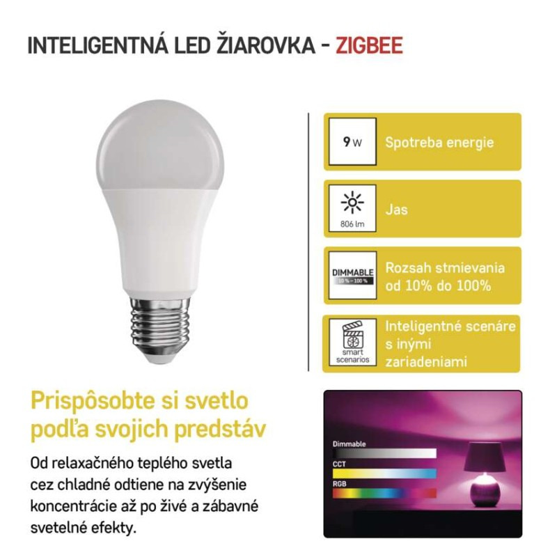 LED GOSMART A60 9W(60W)806lmE27 ZIGBEE 1