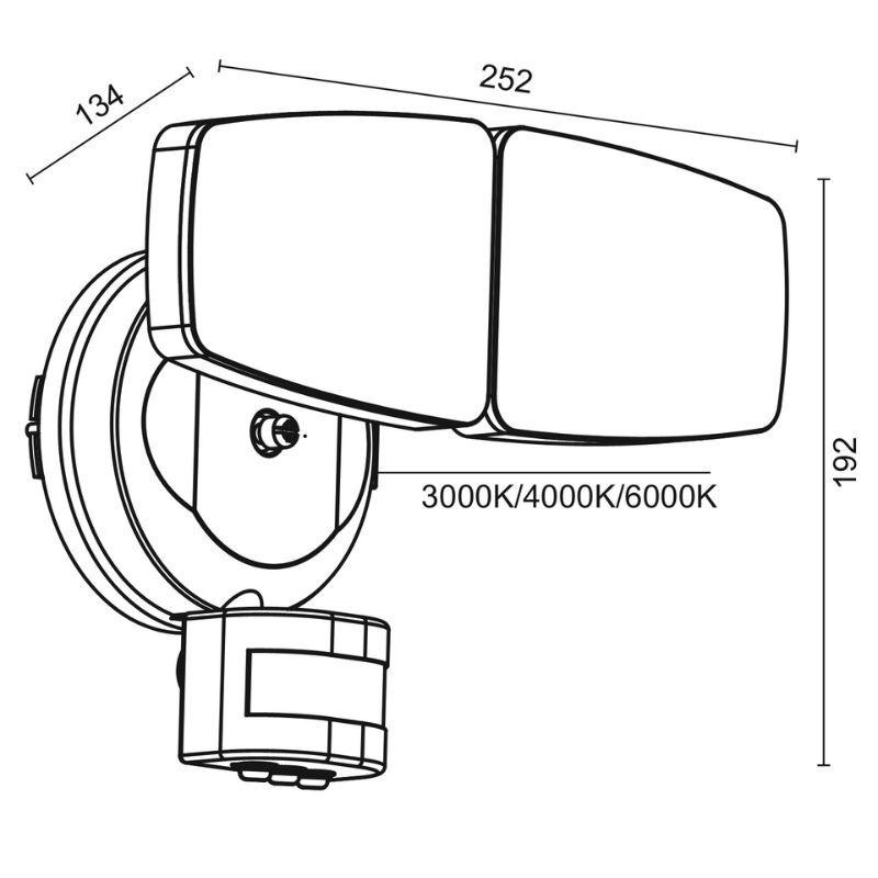 Vonkajší čierny LED reflektor s PIR senzorom 24W / 3000K / 4000K / 6000K - LFX025 5