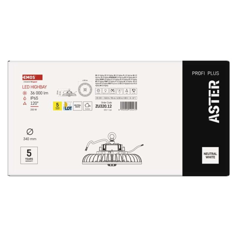 LED HIGHBAY ASTER 200 W 36000LM 120° NW 7