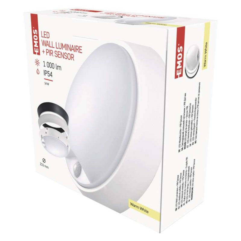 LED NÁSTĚNNÉ S.IP54 14W WW PIR