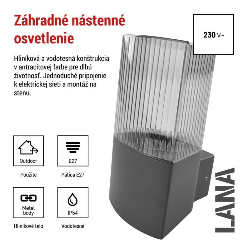 LED ZAHRADNÍ SVÍTIDLO,E27,IP54,MAX 25W,N 2