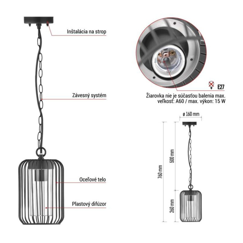 LED ZAHRADNÍ SVÍTIDLO,E27,IP44,MAX 15W,Z 4