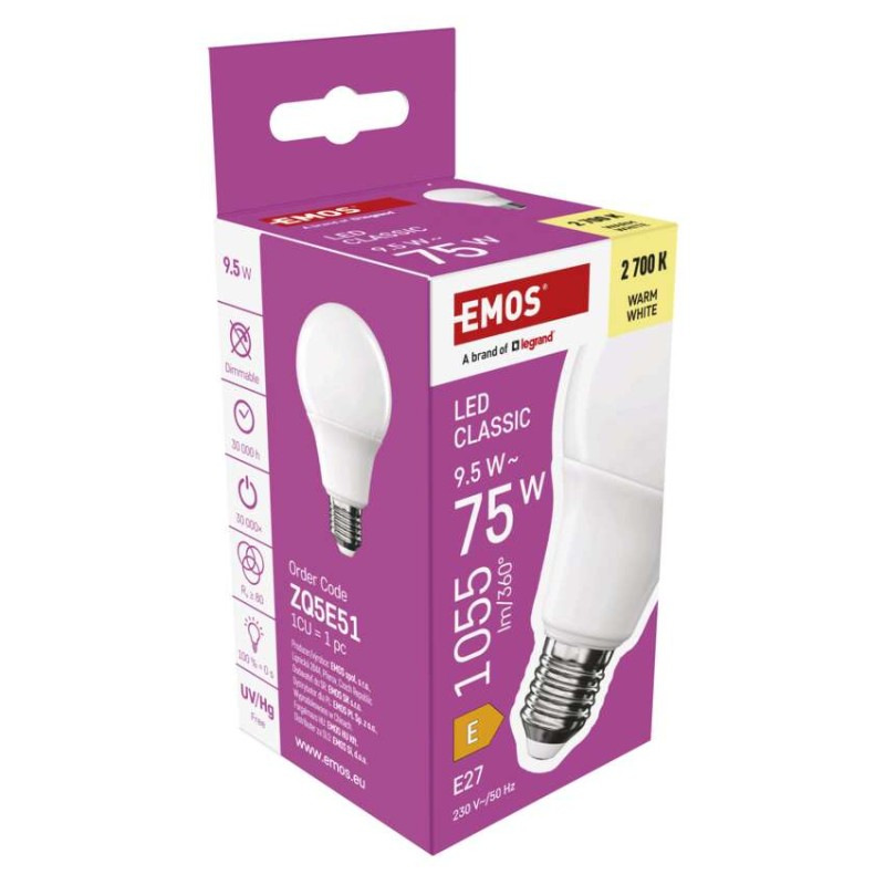Žiarovka LED CLS A60 10,5W E27 WW ZQ5150 EMOS 6
