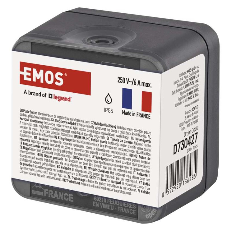 EMOS CYKLONE OVLÁDAČ TLAČÍTKOVÝ 1/0 IP55 7