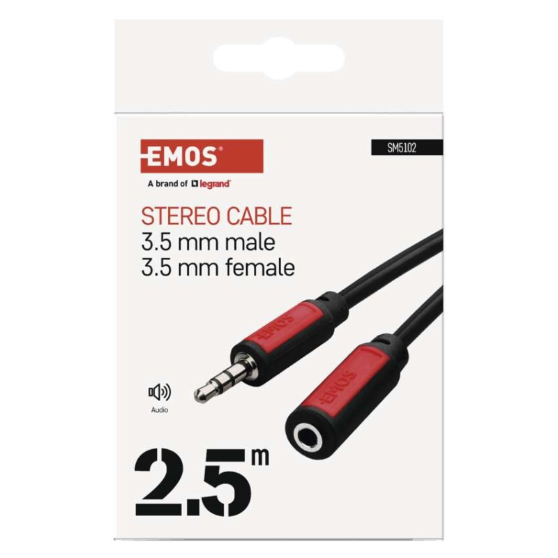 3,5MM ST/M-3,5MM ST/F 2,5M ČERNÁ 2