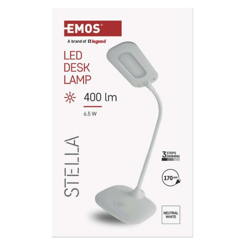 Stolná lampa LED STELLA 400lm, 6,5W, biela Z7602W EMOS 7