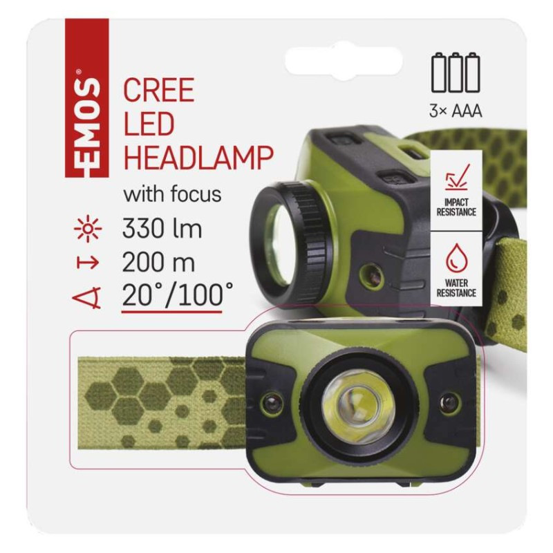 Čelovka CREE LED + ČERVENÉ LED  P3539