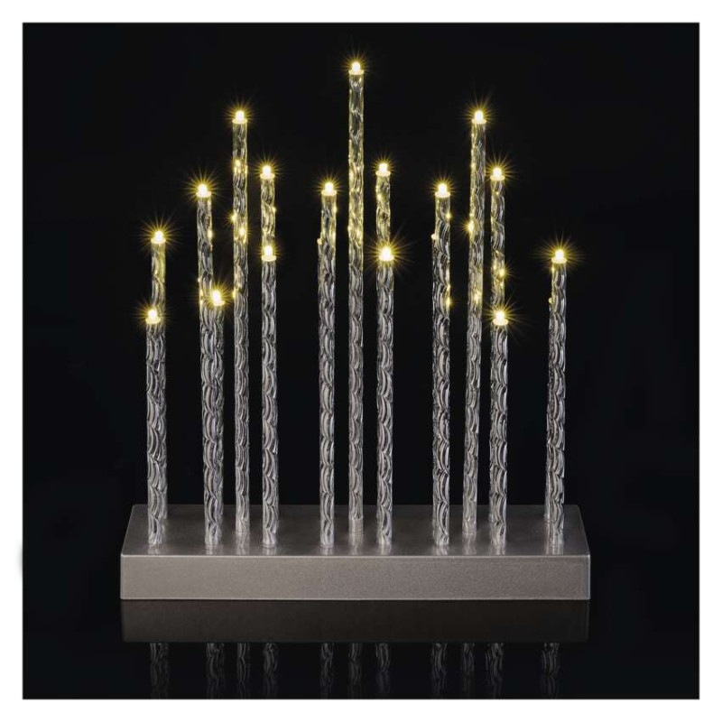 LED svícen stříbrný 28,5cm 3x AA WW 8