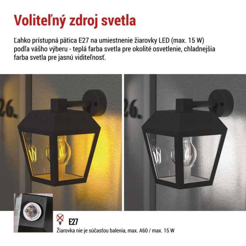 LED ZAHRADNÍ SVÍTIDLO,E27,IP44,MAX 15W,N 3