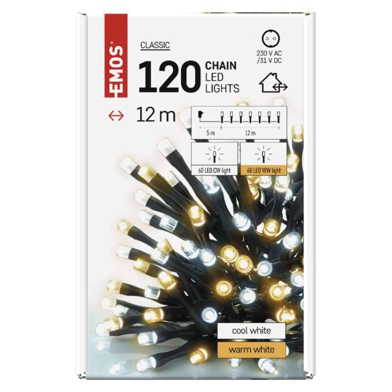Vánoční řetěz CLS TIMER 12M WW/CW 8