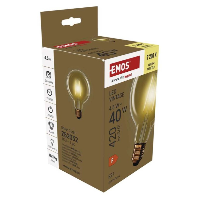 Žiarovka LED VNT G95 4W E27 WW+ Z52032 EMOS 1525713240 10