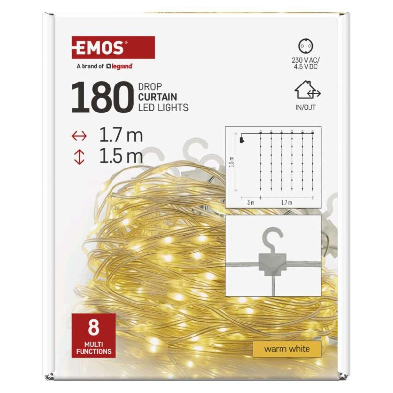 180LED NANO CURTAIN MF 1.7X1,5M WW 2
