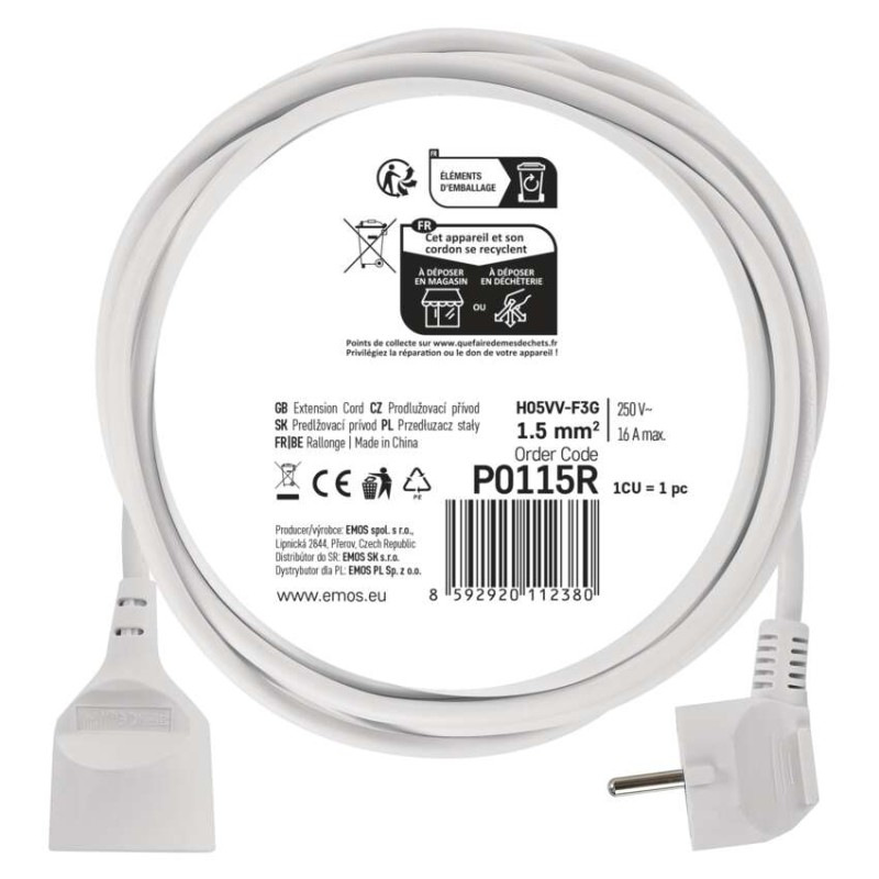 Kábel predlžovací 1Z-5m SPOJKA 3x1,5mm2     P0115R 6