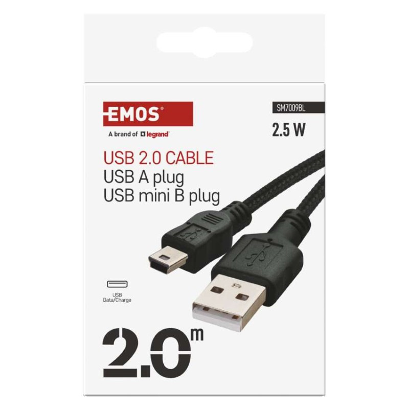 USB 2.0 A/M-MINI B/M 2M ČERNÁ 3
