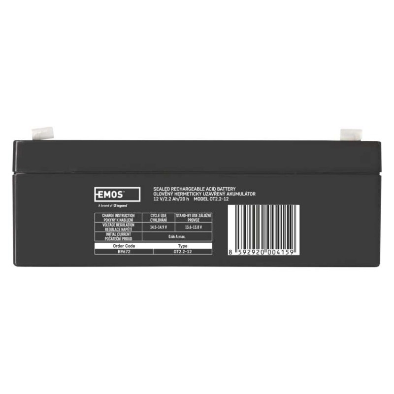 Akumulátor olovený 12V 2,2Ah, faston 4,7mm, 178x35x61mm B9672