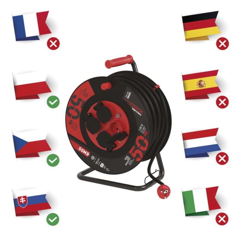 Káblový bubon P084503 4x230V IP44 kábel guma/neoprén 3Gx2,5mm2 2