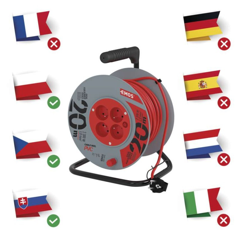 Káblový bubon KB4- 4-zás.20m PVC   P19420 4