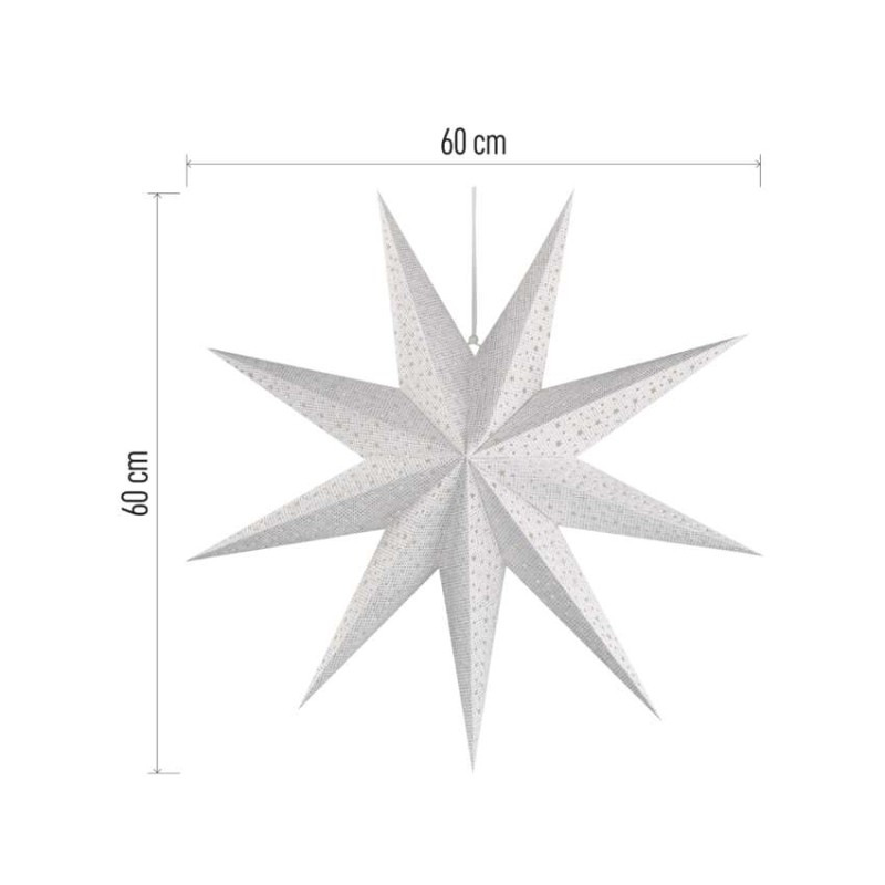 Vánoční hvězda papírová WHITE 60CM E14 1