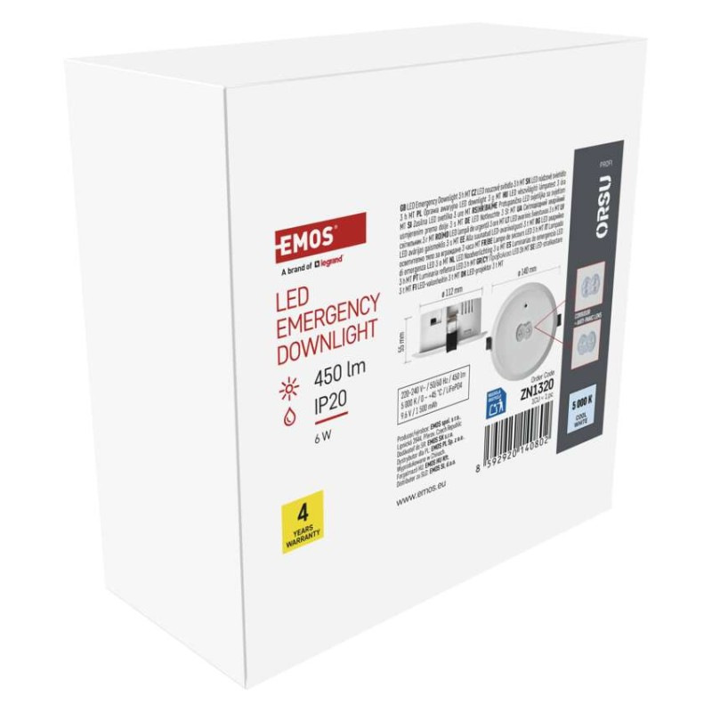 NOUZOVÉ SVÍTIDLO ORSU 6W 450LM 3H MT 12
