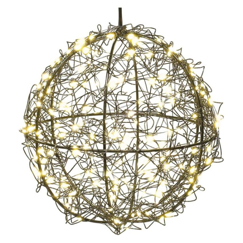 200LED BLACK METAL BALL IP44 FLASH WW