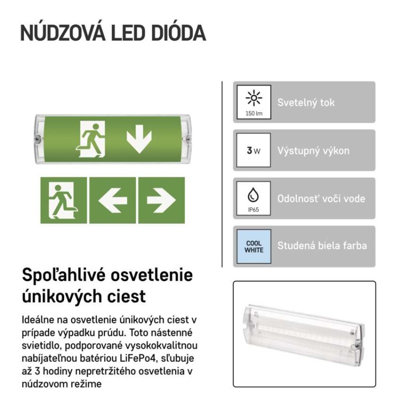 Núdzové svietidlo NESSI 3W 3hod. IP65 LED ZN1110 EMOS
