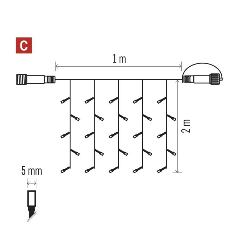 řetěz - záclona 100LED 1x2M WW (ZY1442) 2