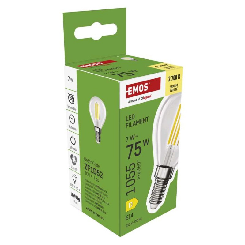 LED FLM MINI GL 7W(75W) 1055lm E14 WW 7