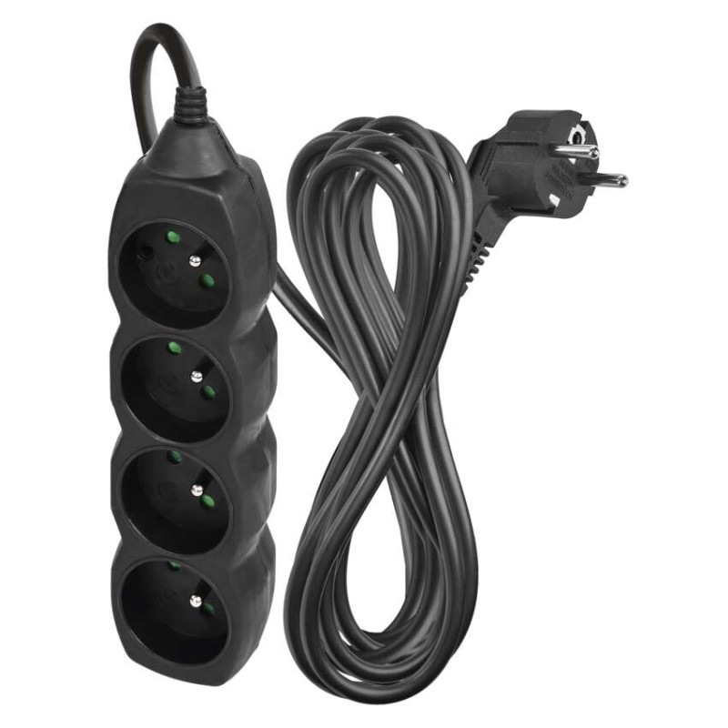 Kábel predlžovací 4Z 5m čierny  PC0415