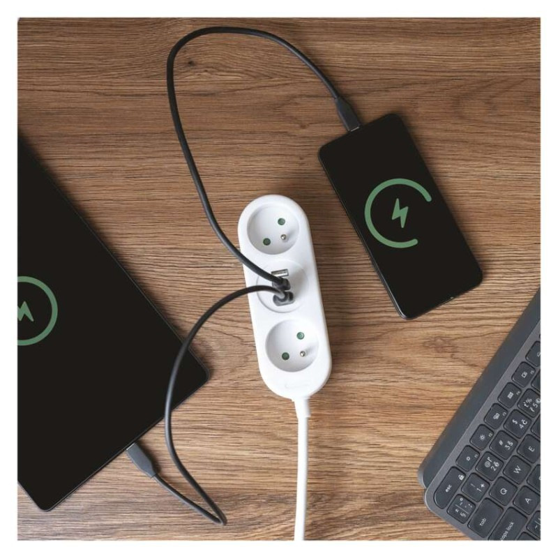 PRODLUŽKA 2M 1MM 2Z+2×USB A+1×USB C 6