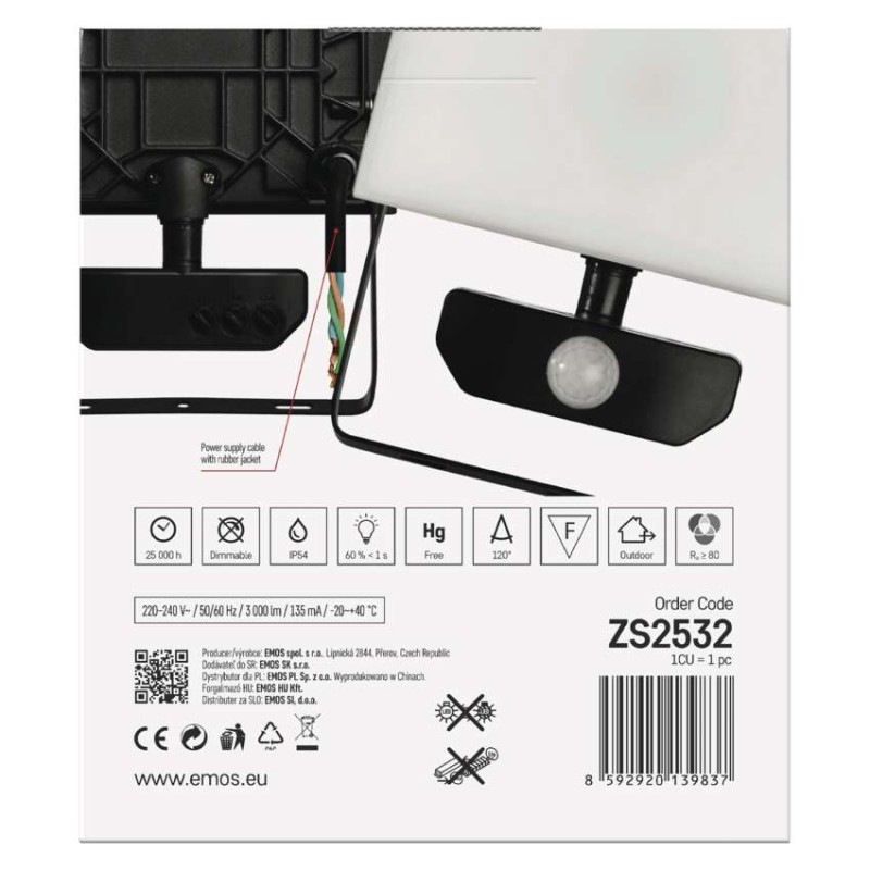 LED REFLEKTOR TAMBO 30W 3000LM PIR 14