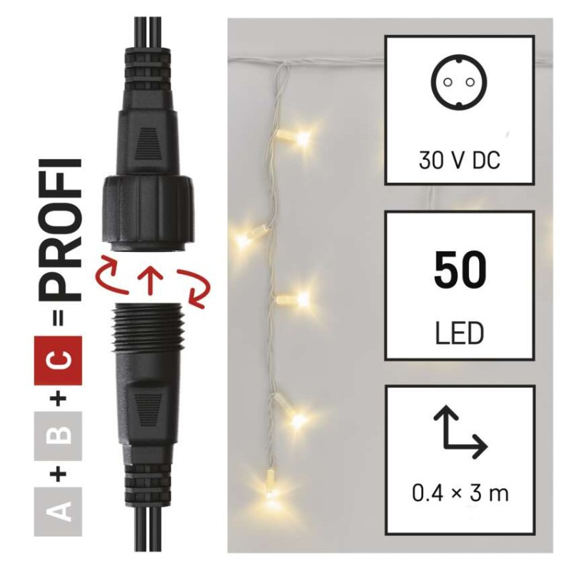 Řetěz rampouchy 50LED 3M-WHITE IP44 WW 1